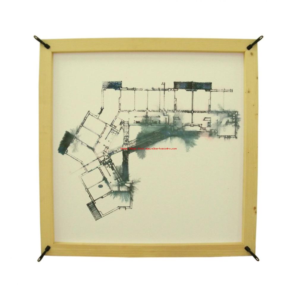 (Franco Albini, Quartiere INACasaINCIS a Vialba, Milano, 1950) 2010
Inchiostro su carta, doppio frame in legno, 90 x 90 x 5 cm.