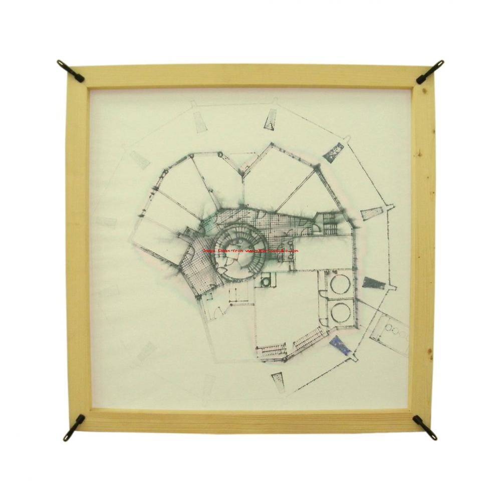 (Alvar Aalto, Acquedotto) 2010Inchiostro su carta, doppio frame in legno, 90 x 90 x 5 cm.